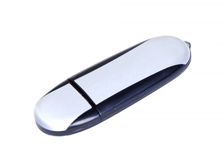 Флешка 3.0 промо овальной формы, 32 Гб, серебристый/черный