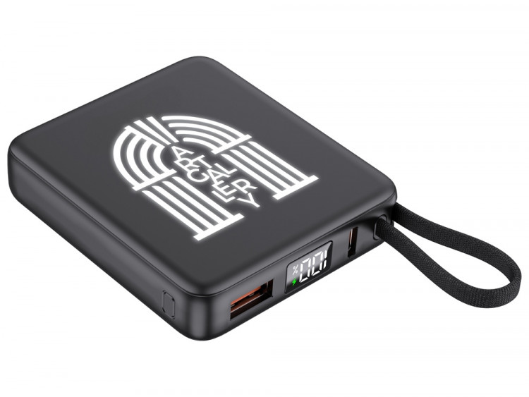 Внешний аккумулятор с подсветкой лого Nex, 5000 мАч, черный