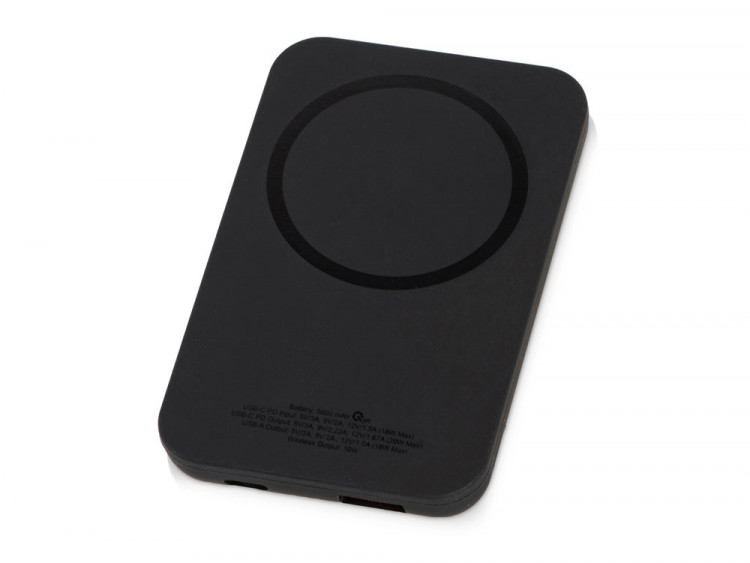 Магнитный беспроводной внешний аккумулятор MagnetIQ, 5000 mah, 10 W, черный (Р)
