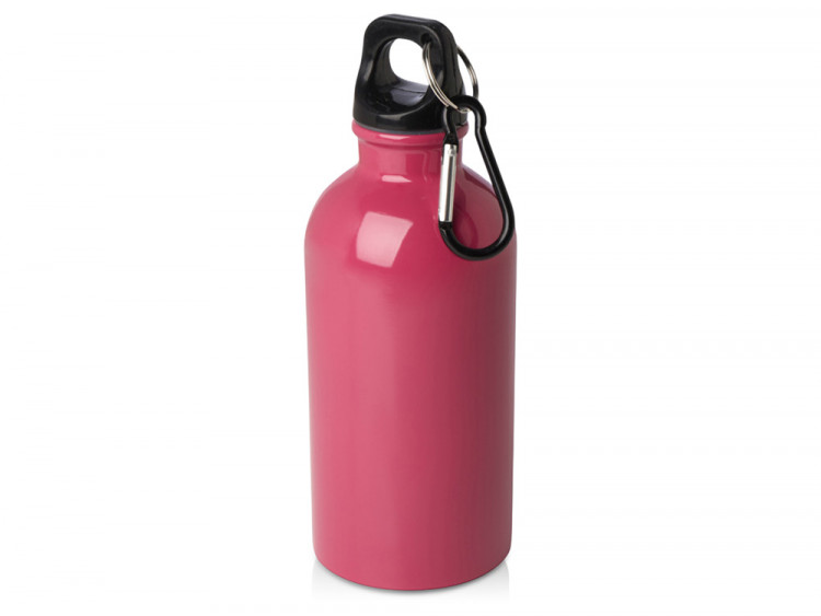 Одностенная бутылка для воды с карабином Oregon, изготовленная из нержавеющей стали, сертифицированной по стандарту RCS, объемом 400 мл - Фуксия