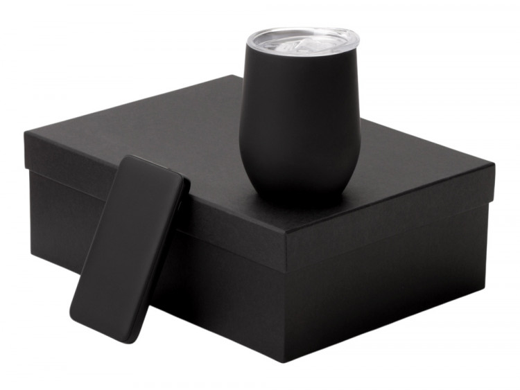 Подарочный набор с термокружкой и повербанком С2, 10000 mAh, черный