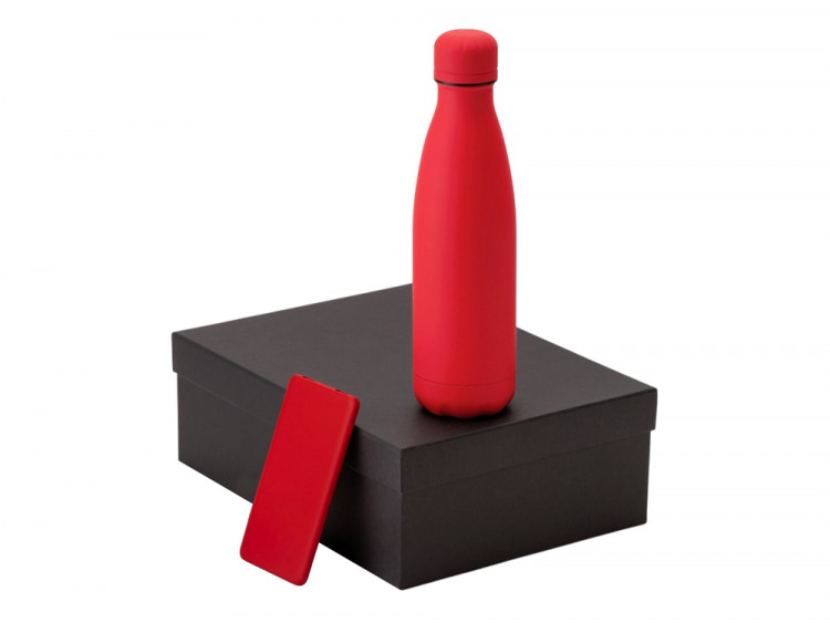 Подарочный набор с термобутылкой и повербанком С1, 5000 mAh, красный