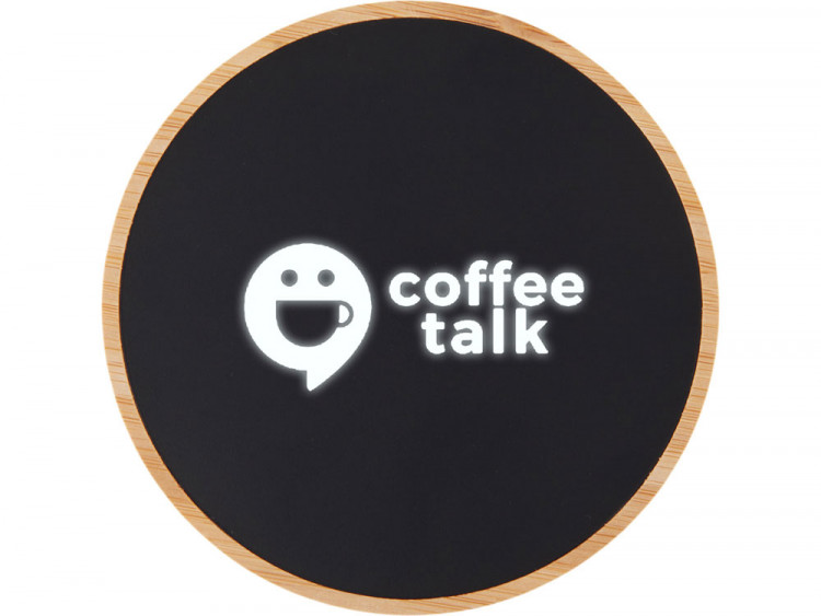 Беспроводное зарядное устройство с подсветкой лого Reedia S3, 15 Вт, бамбук, черный