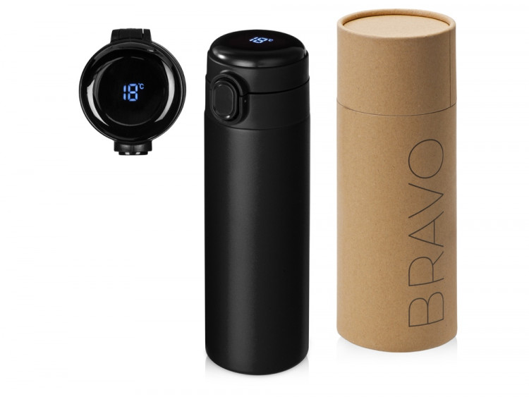 Вакуумная термокружка Waterline с медной изоляцией Bravo, 400 мл, тубус, черный (Р)