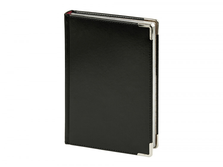 Ежедневник недатированный А5 Sidney Nebraska, черный (серебряный обрез, серебряные уголки)