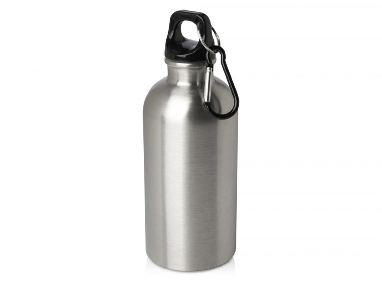 Одностенная бутылка для воды с карабином Oregon, изготовленная из нержавеющей стали, сертифицированной по стандарту RCS, объемом 400 мл - Серебряный