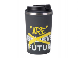 Герметичная термокружка на присоске Kick, 350 мл, серый (уф печать круговая)