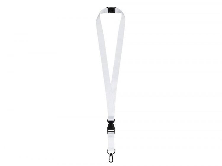 Ланъярд 2 см под сублимацию с карабином, межуровневым замком и замком обрыва, черный