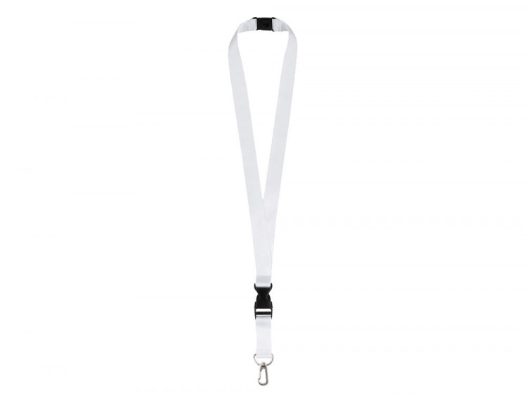 Ланъярд 2 см под сублимацию с карабином, межуровневым замком и замком обрыва, серебристый