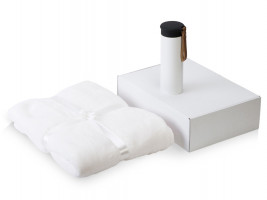 Подарочный набор с пледом, термосом Cozy hygge 2.0, белый