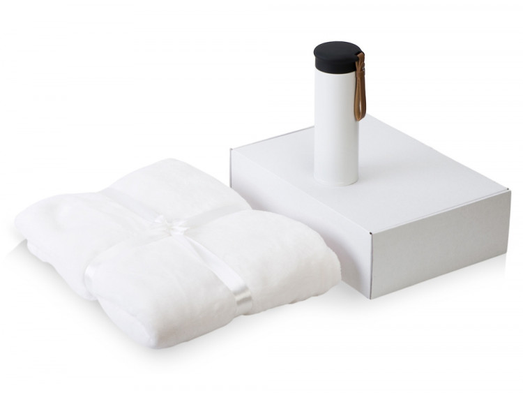 Подарочный набор с пледом, термосом Cozy hygge 2.0, белый