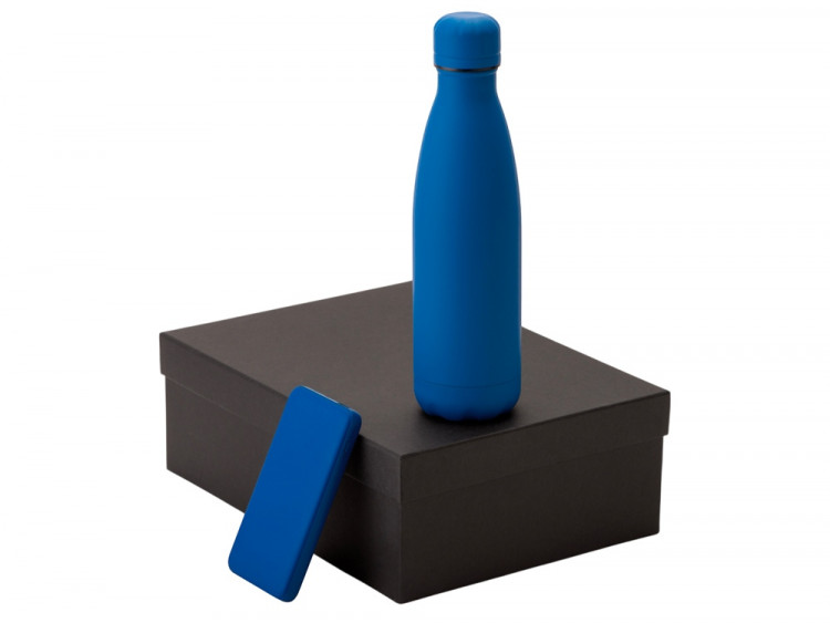 Подарочный набор с термобутылкой и повербанком С2, синий