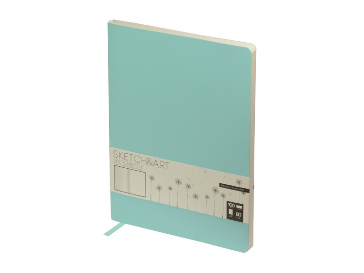 Скетчбук Sketch & Art в мягком переплете 179х250 мм, 80 л. бежевой бумаги 100 гр., мятный