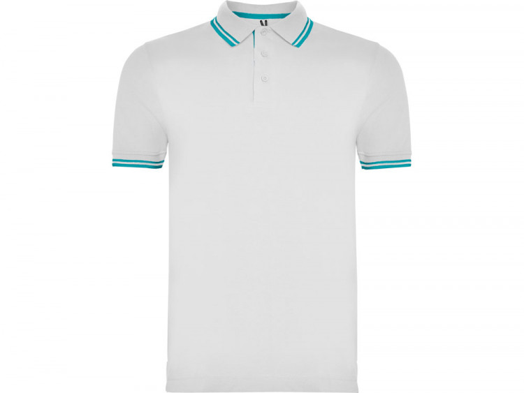 Рубашка поло Montreal мужская, белый/бирюзовый