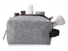 Косметичка из РПЕТ фетра с ручкой Felt, серый с черным