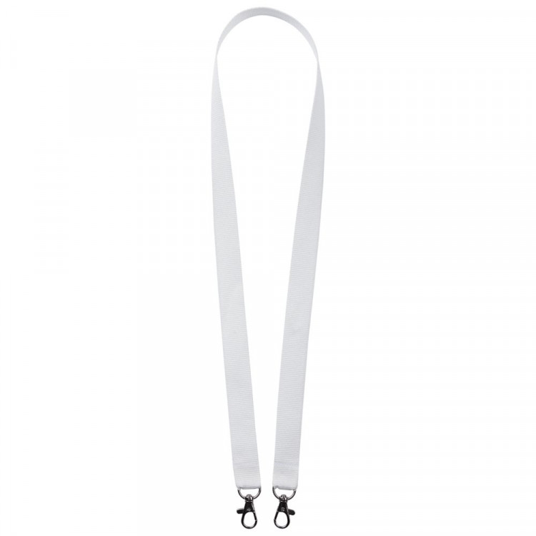 Лента для бейджа с 2 карабинами Carabine Duo, белая