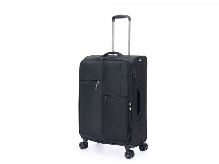 Чемодан TORBER Seyd, чёрный, нейлон 600D, 43,5 х 19 х 68 см, 56 л