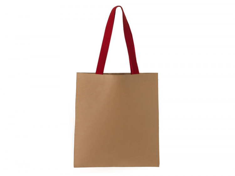 Сумка-шоппер Papyrus из моющейся крафт-бумаги, натруальный/красный