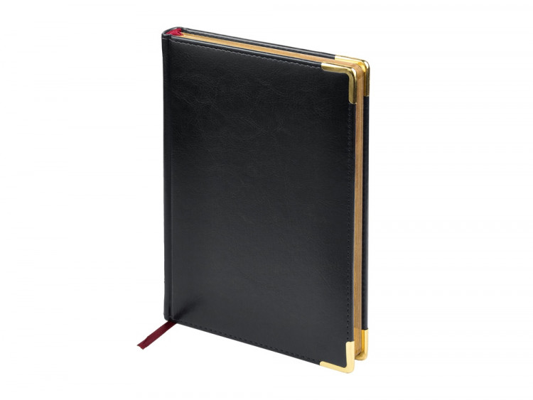 Ежедневник А5 датированный Sidney Nebraska 2026, черный (золотой обрез, золотые уголки)