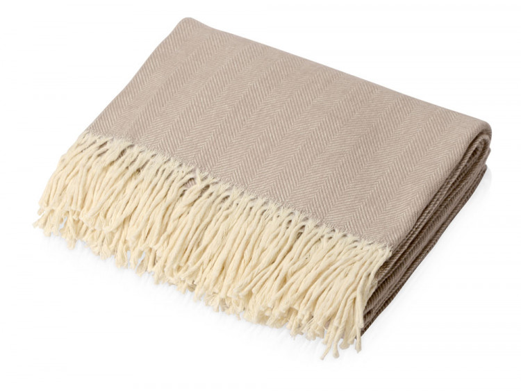 Плед Ёлочка 150х180 см. ПРЕМИУМ (бежевый однотонное)