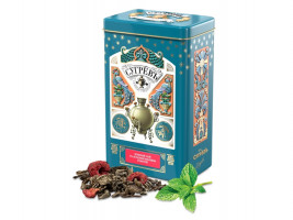 БОЛЬШАЯ БАНКА С РЕЛЬЕФОМ. Зелёный чай с мятой и цельными ягодами малины.500г.