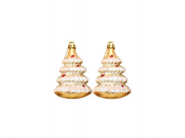 Новогоднее подвесное украшение Ёлочки в золоте из полистирола, набор из 2 шт / 8,6x5,8x3,2см