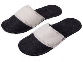 Тапочки белые/серые с отворотом без вышивки