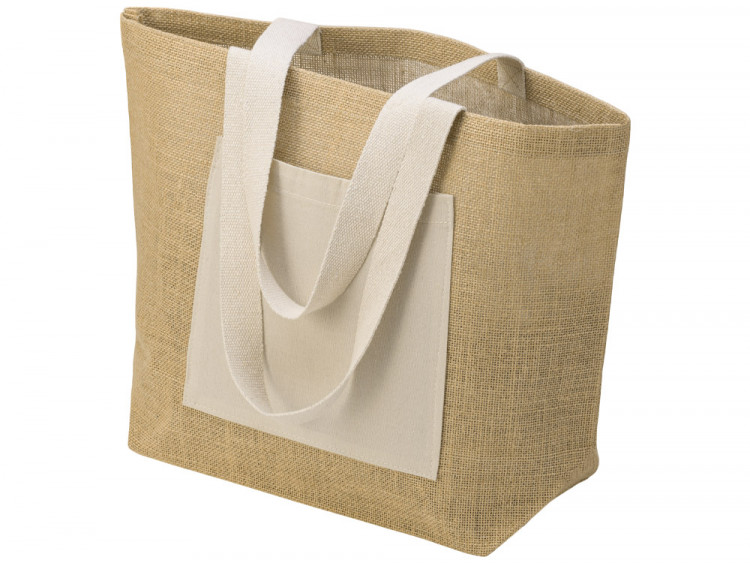 Сумка Jute джутовая с широким дном, натуральный