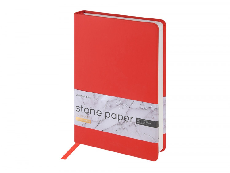 Ежедневник с каменной бумагой недатированный А5 Carrara, красный
