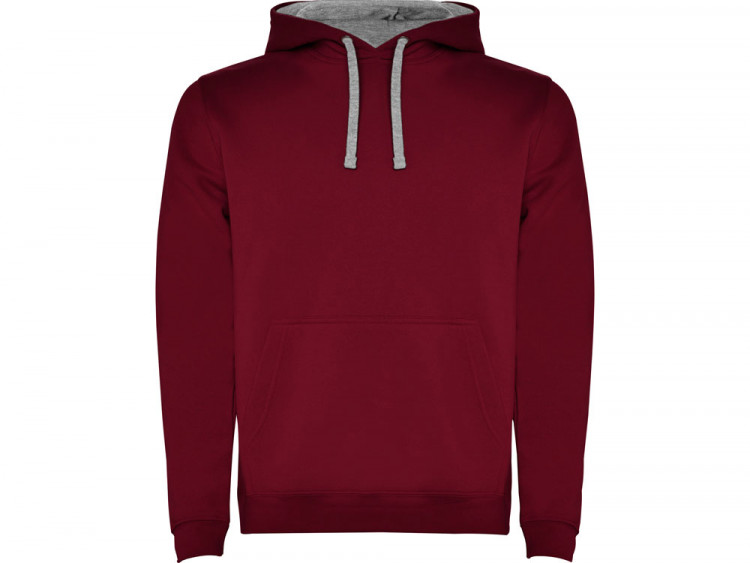 Толстовка с капюшоном Urban мужская, гранатовый/серый меланж