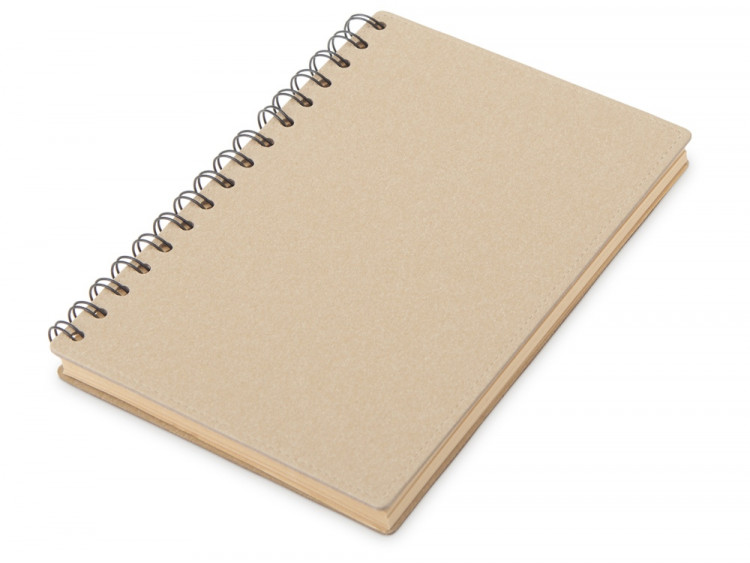 Блокнот на спирали в картонной обложке с переработанной бумагой Mania, натуральный