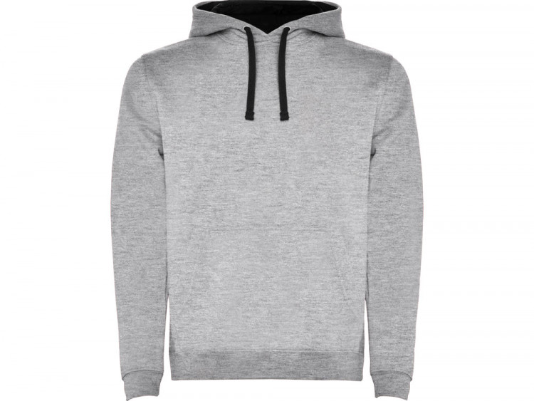 Толстовка с капюшоном Urban мужская, серый меланж/черный