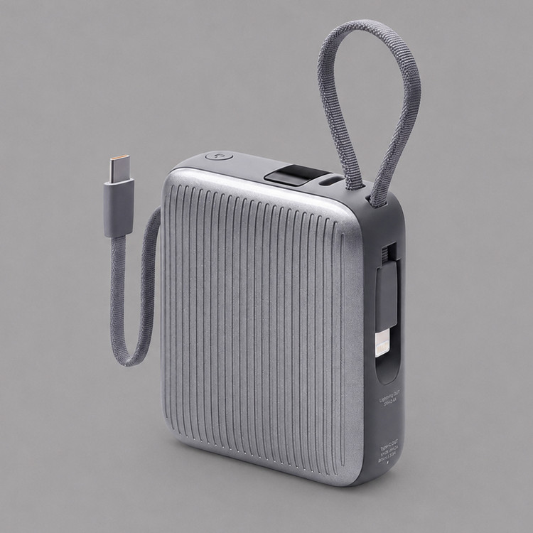 Внешний АКБ NRG Turbo Cable 10000 mAh, 22,5Вт, графит, Deppa