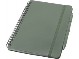 Блокнот Thalaasa формата А5 в твердой обложке из океанического пластика с шариковой ручкой - Зеленый яркий