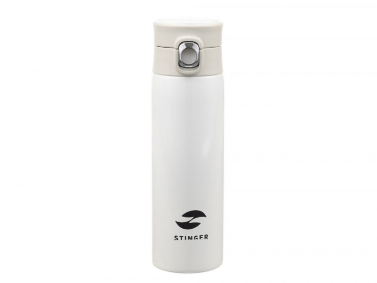 Термокружка Stinger, 0,42 л, сталь/пластик/силикон, белый, 6,5 x 7,5 x 21,9 см