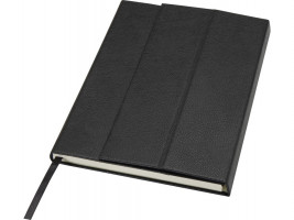 Блокнот Alejandra формата А5 с твердой обложкой из переработанной кожи - сплошной черный