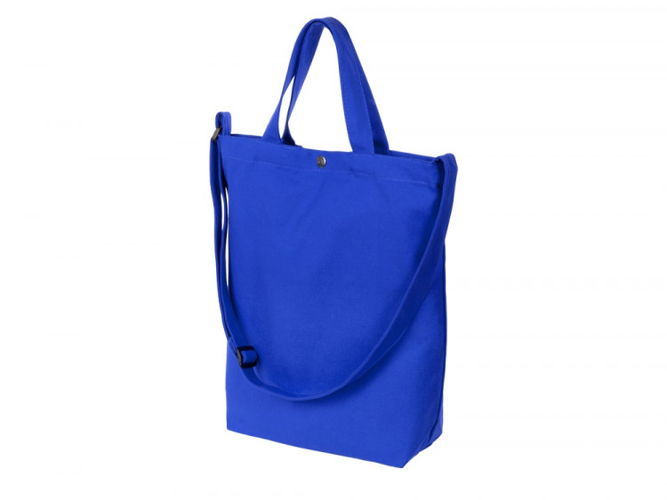 Сумка Helfer из хлопка на кнопке с регулирующейся лямкой, синий