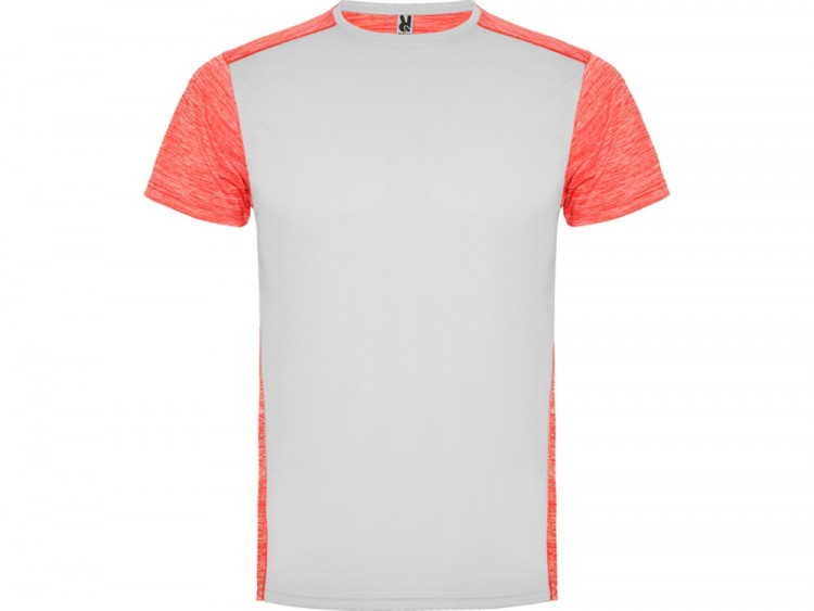 Спортивная футболка Zolder мужская, белый/меланжевый неоновый коралловый