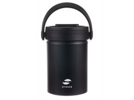 Термос ланч-бокс Stinger, 1,7 л, широкий, сталь, чёрный, три контейнера, 16,1 x 14,9 x 21,5