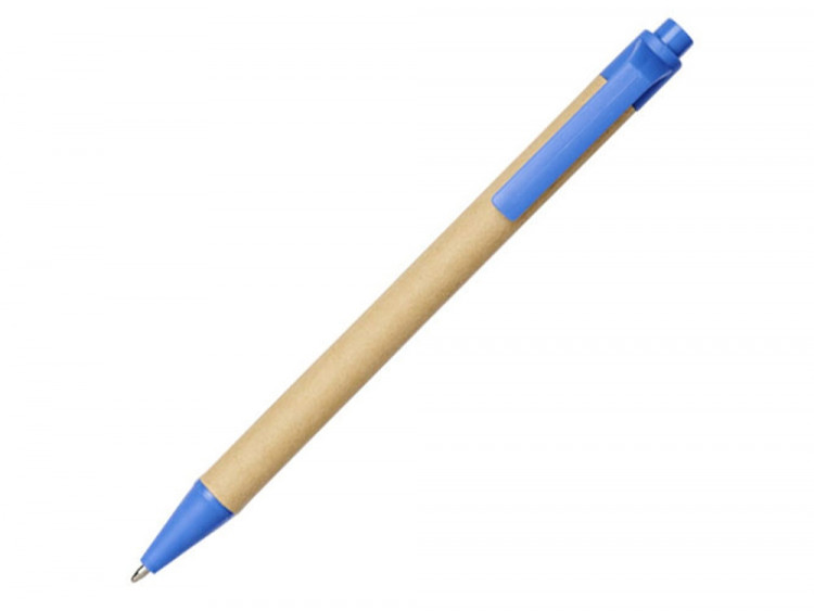 Шариковая ручка Berk из переработанного картона и кукурузного пластика, натуральный/синий