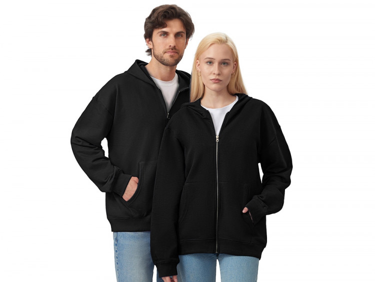 Толстовка оверсайз с капюшоном на молнии Monaco, черный