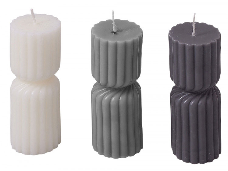 Набор свечей с гранями Vela, темно-серый, белый