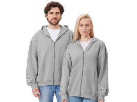 Толстовка оверсайз с капюшоном на молнии Monaco, серый меланж