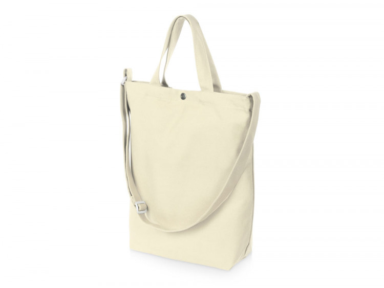 Сумка Helfer из хлопка на кнопке с регулирующейся лямкой, натуральный