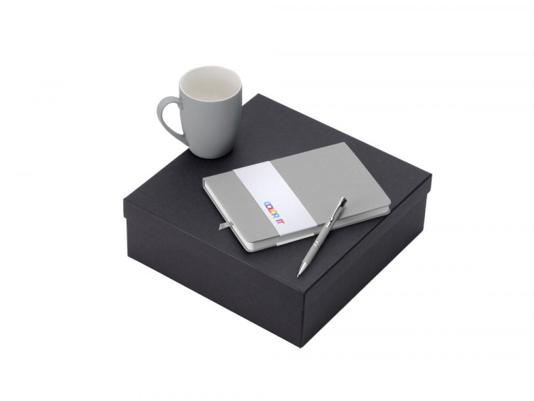 Подарочный набор с блокнотом С2, металлической ручкой и кружкой, серый