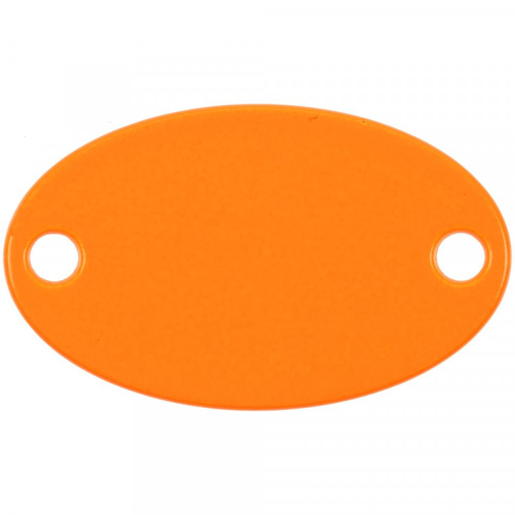 Шильдик металлический Alfa Oval, оранжевый неон