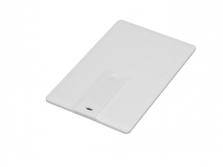 Флешка в виде пластиковой  карты c удобным откидным механизмом, 64 Гб, белый