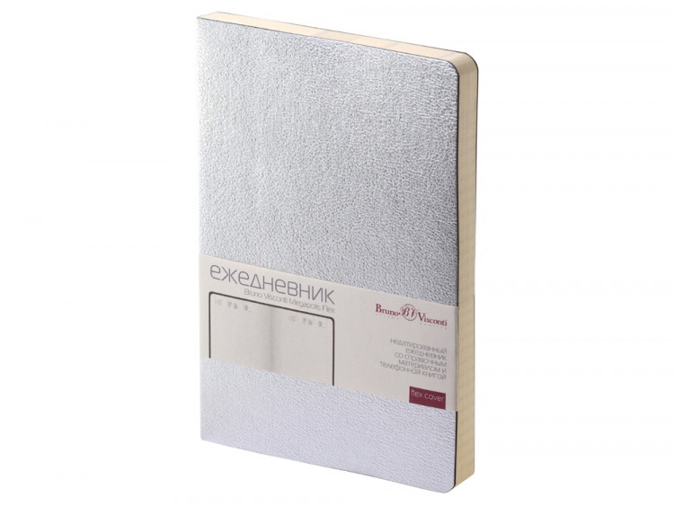 Ежедневник А5 недатированный Megapolis Velvet Flex, серебристый