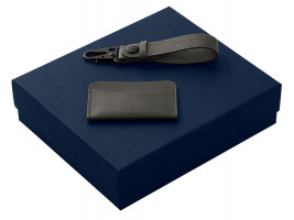 Подарочный набор Long River: картхолдер, ремешок для ключей, синяя коробка