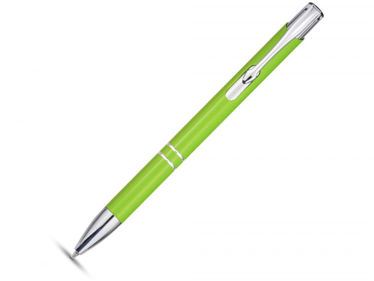 Алюминиевая шариковая кнопочная ручка Moneta, синие чернила, лайм